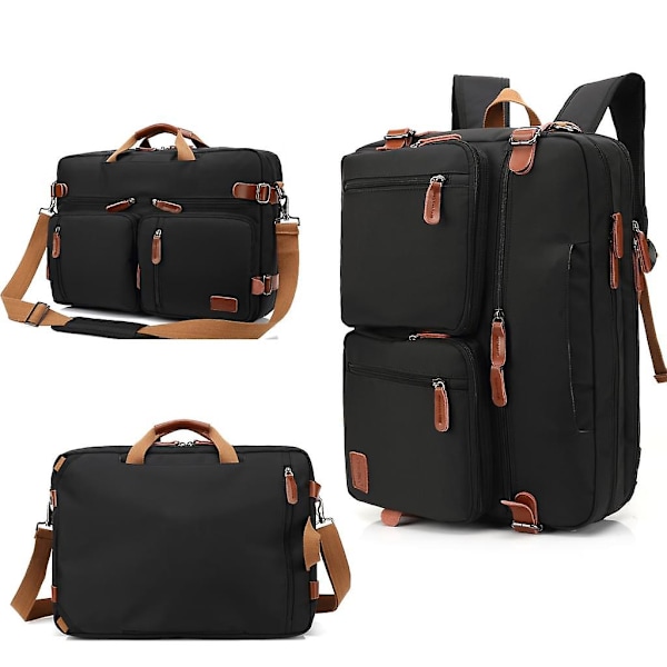 17,3 tommer konvertibel rygsæk Laptoptaske Briefcase Sort