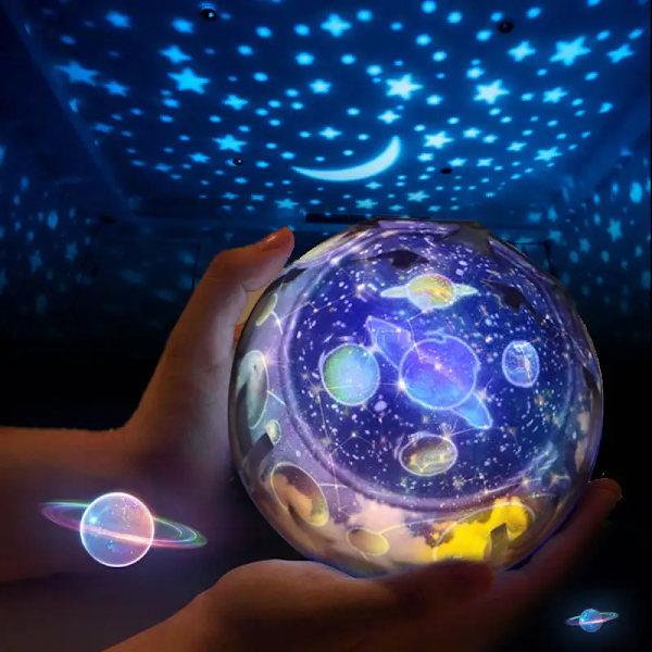Projektorlampe, Projeksjonsnattslys, Lampe for baby om natten, Stjerneprojektor, 360 graders roterende univers Stjernehimmel