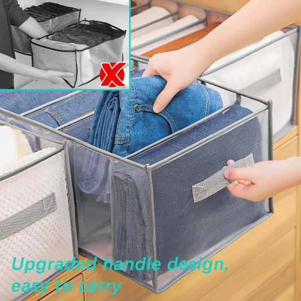 Ekstra stor 2 stk garderobeoppbevaringsorganisator, sammenleggbar, 6 ruter Klesboks for jeans, skjorter, bukser, leggings, baby