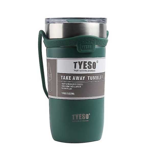 Dobbelt kaffe termokrus i rustfrit stål med skridsikker kasse Bilvakuumflaske Rejseisoleret flaske Green 550ML