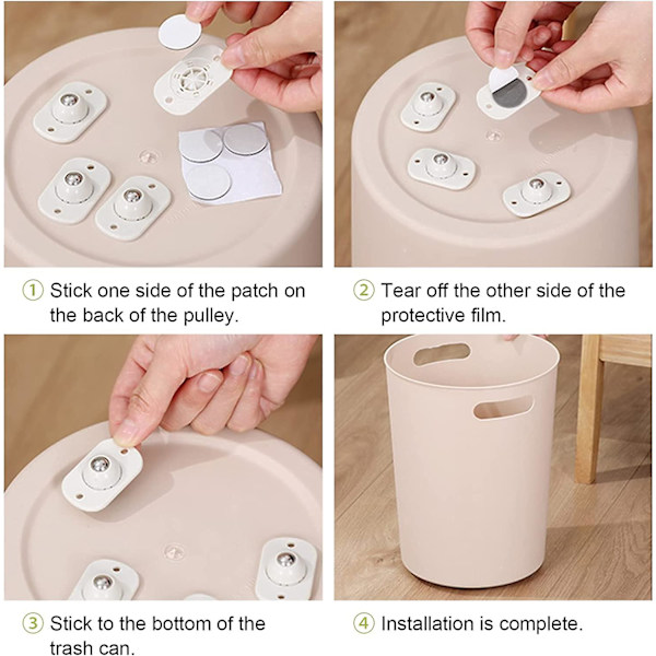 32 st självhäftande svängbara hjul, universal 360 rotationstransferkulhjul, mini plastmöbelhjul för olika möbelförvaringslådor(st)