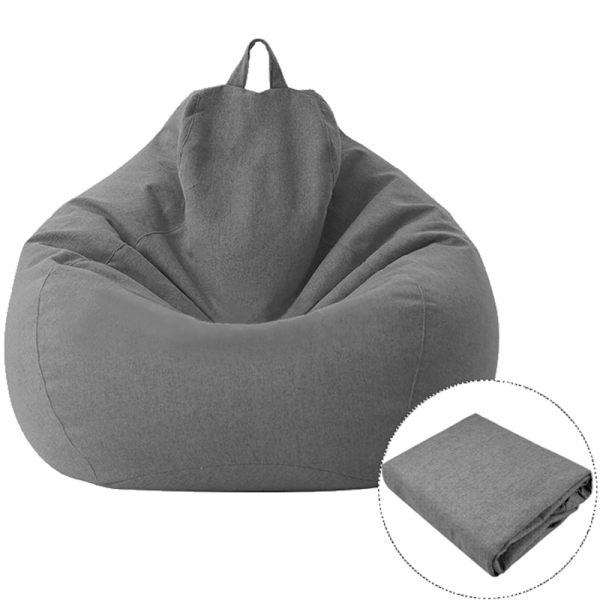 Bønnepose Trekk Lazy Sofa Komfortabel Ensfarget Solseng Bønnepose Trekk for Stue Hjemmeinnredning Gray 70*80