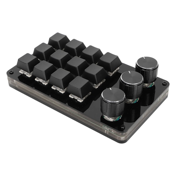 Mini 12-knapps tangentbord med 3 rattar, anpassningsbar programmering, hot-swap, kabelseparation, mekaniskt tangentbord med blå brytare