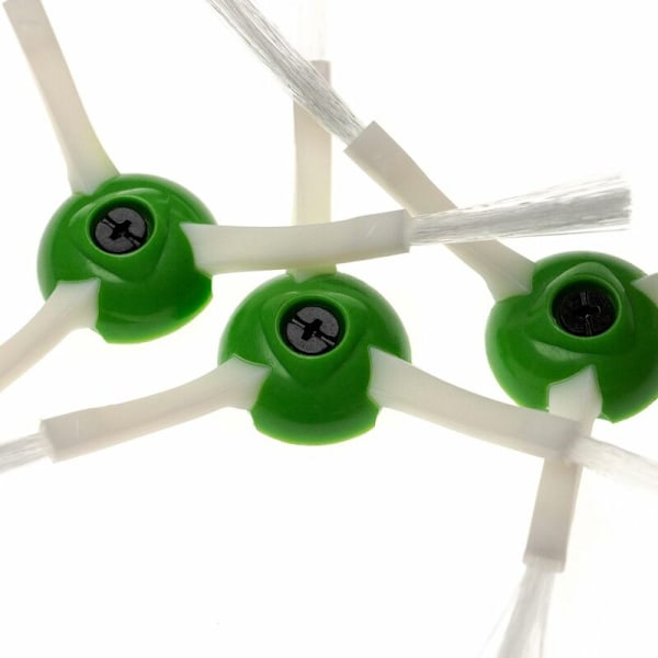 vhbw 3x vaihtosivuhärjät yhteensopivat iRobot Roomba E5, E6, E7, i7, i7 Plus, i7+ robotti-imurin kanssa - setti, valkoinen/vihreä