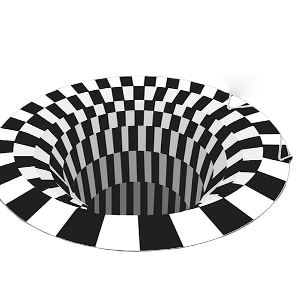 3D Stereo Pyöreä Matto Ruudullinen Illuusio Liukumaton Lattiamatto Style 1 80x80cm