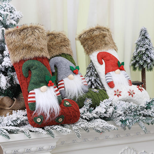 Julstrumpor Ansiktslös Gnomdocka VIT white