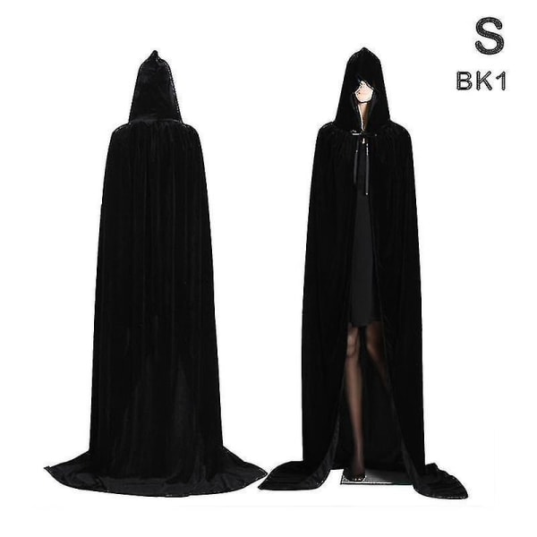 Medieval Vampire Velvet Hooded Cloak Long Robe Capes Halloween Costume _sc White S