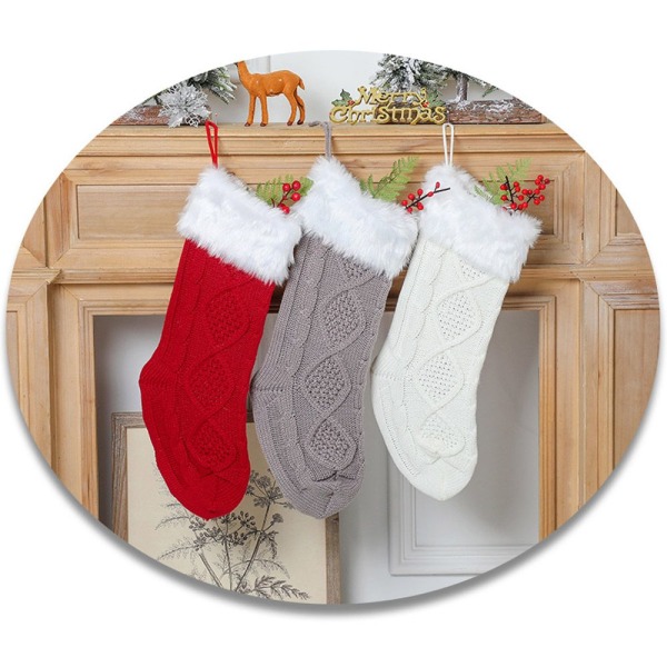 Julstrumpor Ull Stickad VIT White