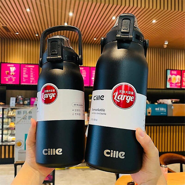 1300/1700 ml, stor kapasitet, rustfritt stål, bærbar termosflaske for sugerør, utendørs sport Vakuumvannflaske Termisk kopp - Vakuumflasker & The 1300ml Red 880-1700ml