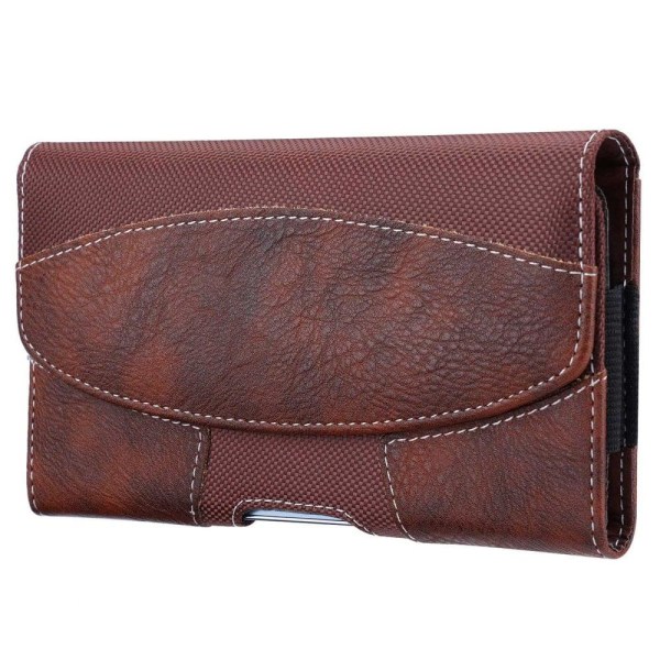 Universal leather waist pouch for 6.5-6.9-inch smartphones - Bro brown
