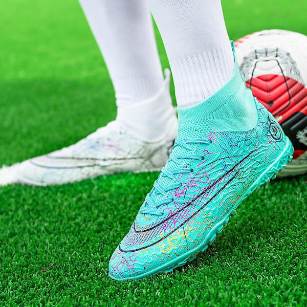 Fotbollsskor för män Halkfria fotbollsskor Klossar Gräs Fotbollssneakers Yj068 Blue 45