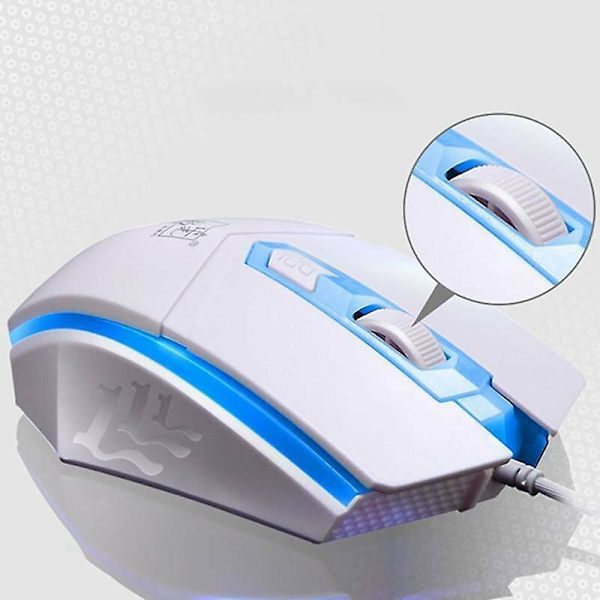 (Vit) Gaming Tangentbord och Mus Set Rainbow LED Kabelansluten USB för PC Bärbar dator