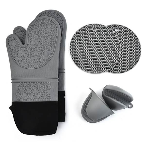 6-i-1 Ovnvottar og grytekluter Sett Hot Pads-grytekluter grey 6pcs
