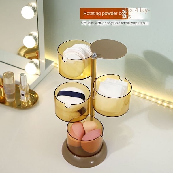 360° roterende opbevaringsboks til kosmetik og smykker brown 4 layer