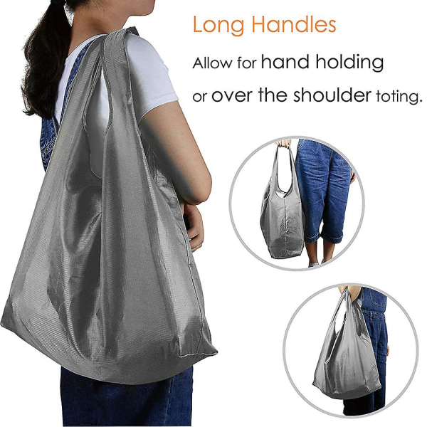 2-pakks gjenbrukbare handleposer Foldbare store matposer med festelomme Gjenbrukbare stoffposer Maskinvaskbar for shopping på kjøkkenet style 2