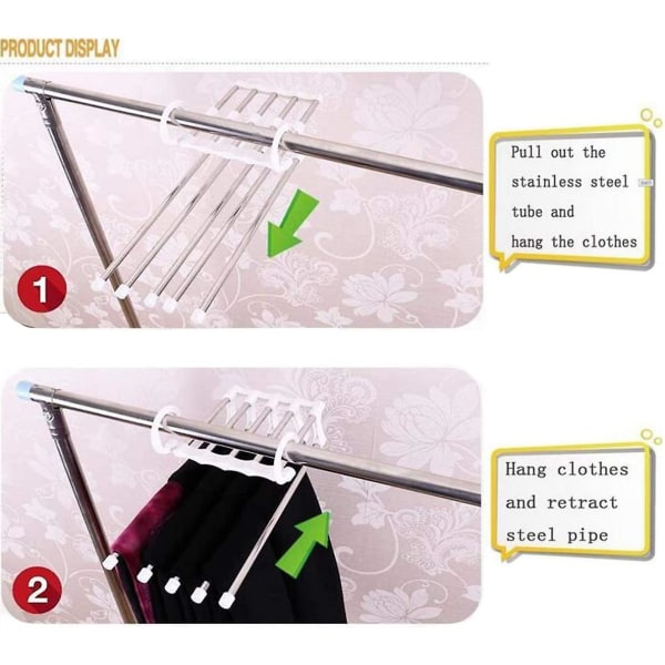 Buksehenger, 4 stk plassbesparende hengere Magic Hanger Foldbar rustfritt reisehenger Bukseholder, for bukser Kjoler Skjerf
