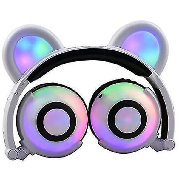 Bear Ear-hovedtelefoner, Cat Ear-hovedtelefoner Foldbare gaming-headset-hovedtelefoner med LED-blitz til Io