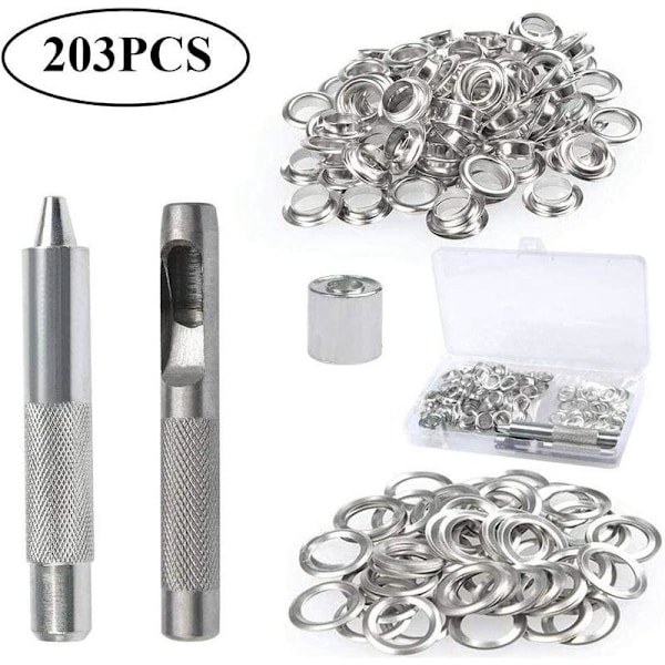 Öljettkit, 100 set med öljetter, 12 mm öljetter, presenningsreparationskit, med 3 öljetter Öljettkit för p