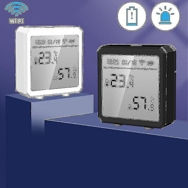 Temperatur- og luftfugtighedsmåler med skærm Smart Wifi-termometer Hygrometer Stemmestyring Wifi-termometer