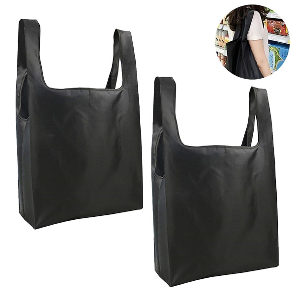 2-pakks gjenbrukbare handleposer Foldbare store matposer med festelomme Gjenbrukbare stoffposer Maskinvaskbar for shopping på kjøkkenet style 1