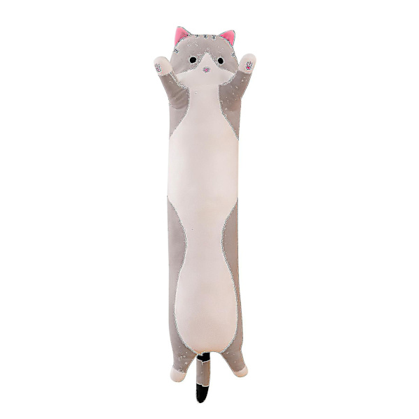Katt plysch docka kudde fylld leksak barngåva W Grey 70CM