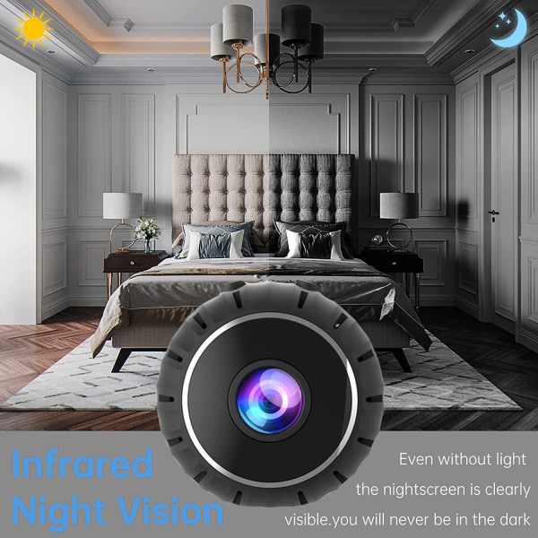 Mini spion kameraer skjult 1080P HD trådløst kamera med Night Vision Motion Detection, WiFi-kamera Video Body Camera til indendørs og udendørs, Black-x10