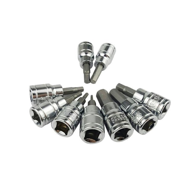 3/8\" Dr Vääntiö 2-10 mm, 9-osainen hylsysarja T20-T25-T27-T30-T40-T45-T50-T55-T60 - Kestävät, korkealaatuiset materiaalit - Säilytysalusta - Kompakti kotelo