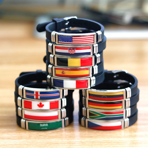 Souvenirgave 2022 Qatar VM flag armbånd til mænd kvinder justerbart silikone armbånd