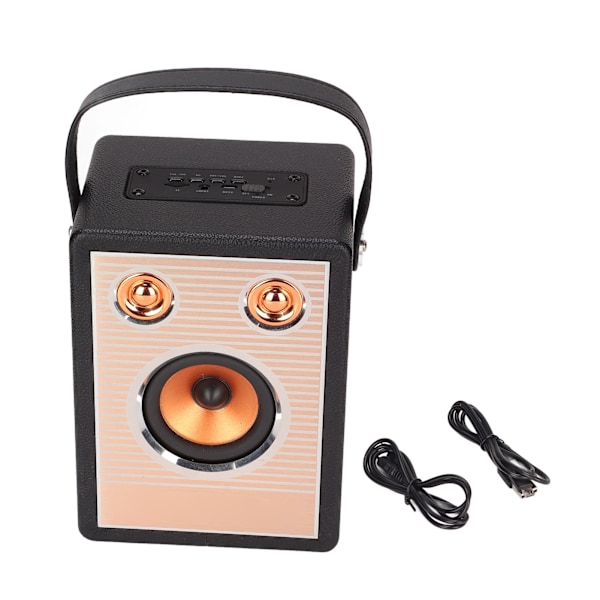 Bluetooth Högtalare Uppladdningsbar Stöd Minneskort AUX Portabel Retro Trådlös Högtalare med Handtag Svart (Exportversion)