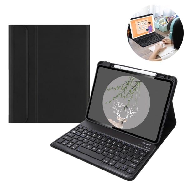 CQBB Kompatibelt iPad-tastatur med pennetui All-inclusive-cover-ipad/Air4/10.9 Sort Almindelig
