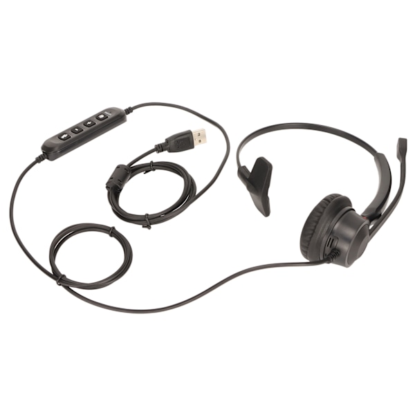 USB Business Headset ENC Støyreduserende Enkeltsidig Kablet PC-hodetelefon med Høyttalervolumjustering og Mikrofondemping