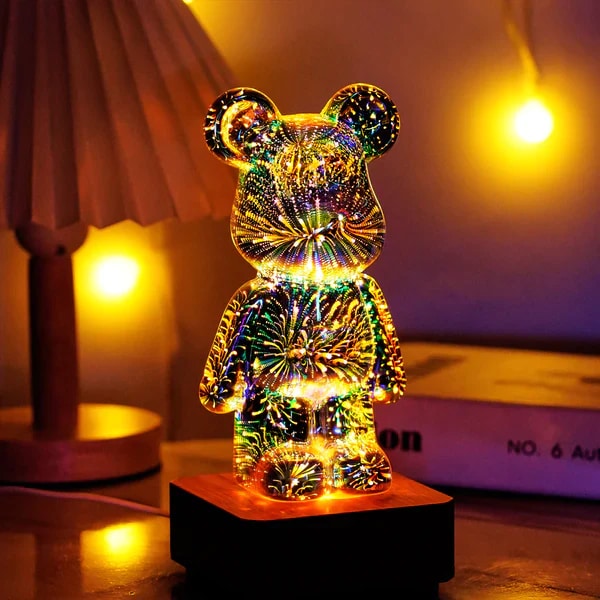 Nattlampe - 3D Bjørn - Fyverkeri