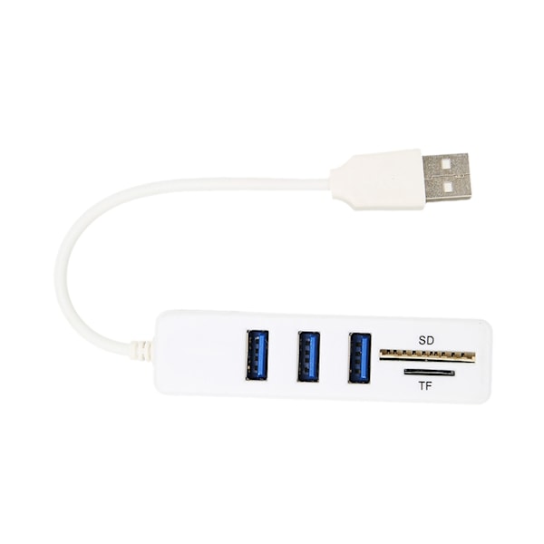 USB2.0 Hub Minneskortläsare Höghastighetsöverföring Plug and Play Enkel Åtkomst USB-Splitter Vit