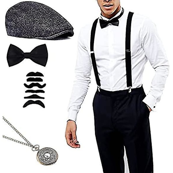 1920-talls Gatsby-sett for menn, 20-talls retro gangsterkostyme for herreflue watch