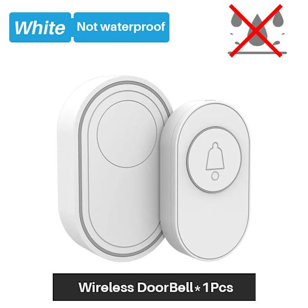 Langaton ovikello vedenpitävä IP65 ulko-ovikello 39 musiikki LED-salama turvahälytin RF433 älykäs kodin älykäs kellosarja White-Not Waterproof EU plug