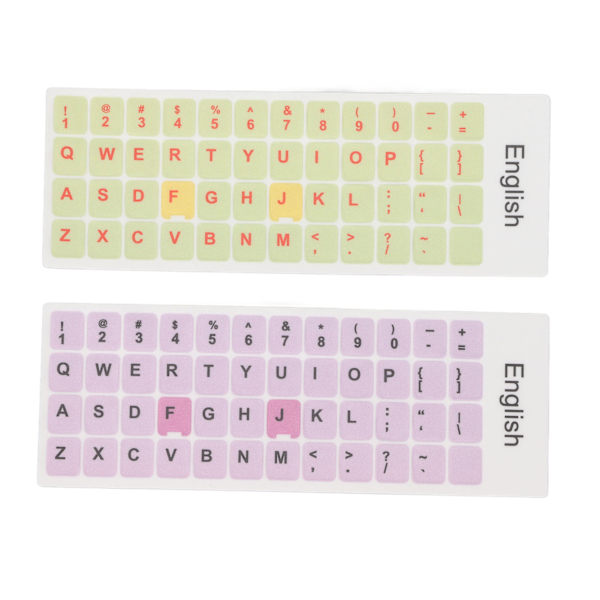 2 stk. Tastaturklistremerker Fargerike Engelsk Språk Støvtett Vanntett Belegg PVC Materiale Datamaskin Tastatur Klistremerker D