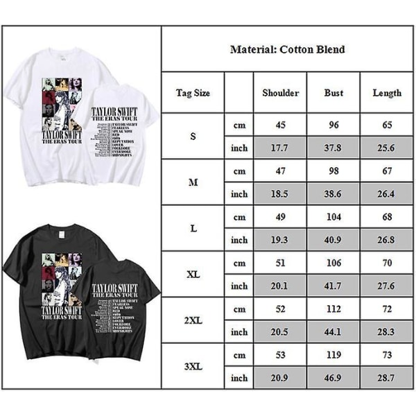 Taylor Swift The Best Tour Fans T-shirt Printed T-shirt Blus Pullover Toppar Vuxen Kollektion Present White White S
