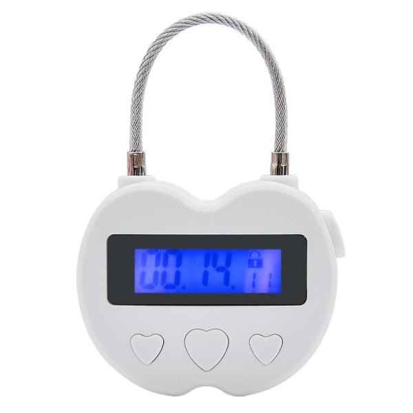Time Lock LCD-näyttö Time Lock -monitoimi elektroninen matka-ajastin, vedenpitävä USB-ladattava white