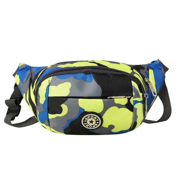 Män kvinnor Fanny Pack Midjeväska Utomhus Vattenstänk Sned Brösttelefon Multi-Purpose Cash s Camouflage fluorescent green