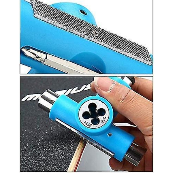 Skateboard T-værktøj, multifunktionelt bærbart T-værktøj skateboardkit,