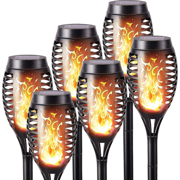 6-pack Solar Outdoor Vattentät Solar Flame Lights