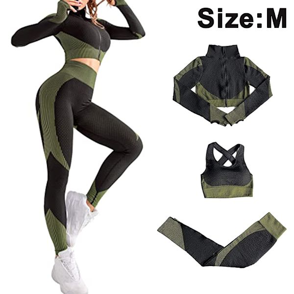 Dame 3-delt sportsdrakt joggedrakt sportsett yogadrakt
