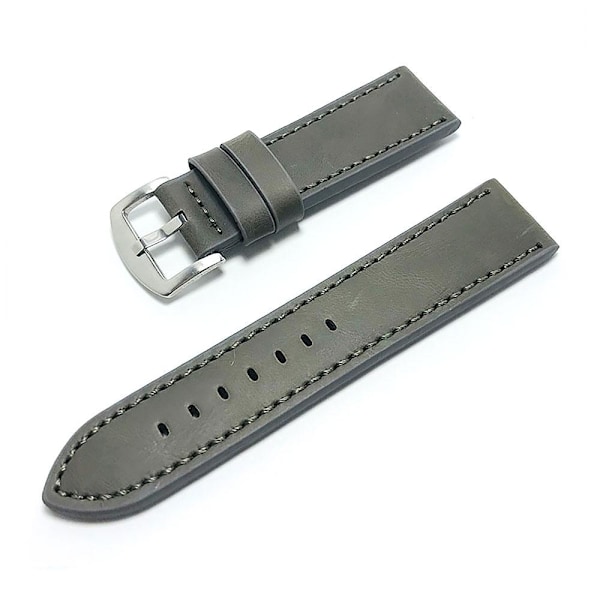 Klockarmband Läder Rejält 20 mm - Flera färger Dark grey Mörkgrå