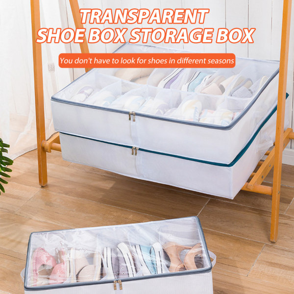 Under Bed Shoe Storage Organizer Clear Window Design Sopii korkokenkiin ja tenniskenkiin Pink Small