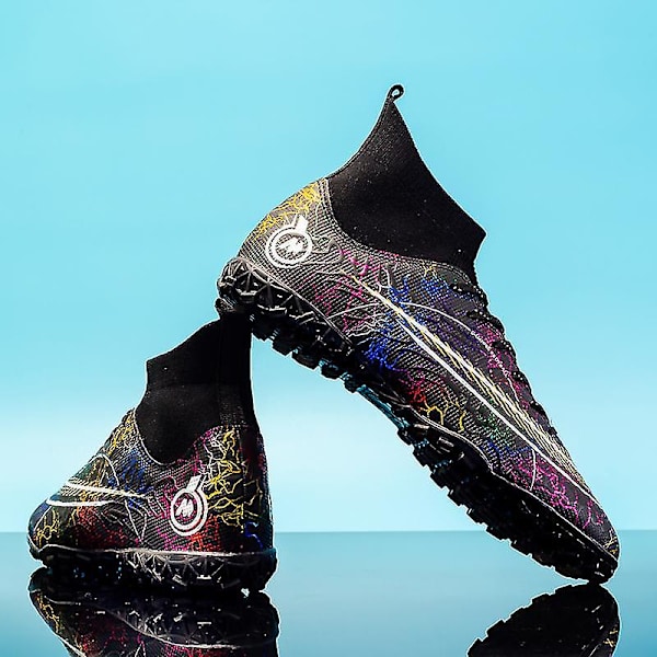 Fodboldstøvler til mænd Anti-slip Fodboldstøvler Knopper Græs Fodbold Sneakers Yj068 Black 37