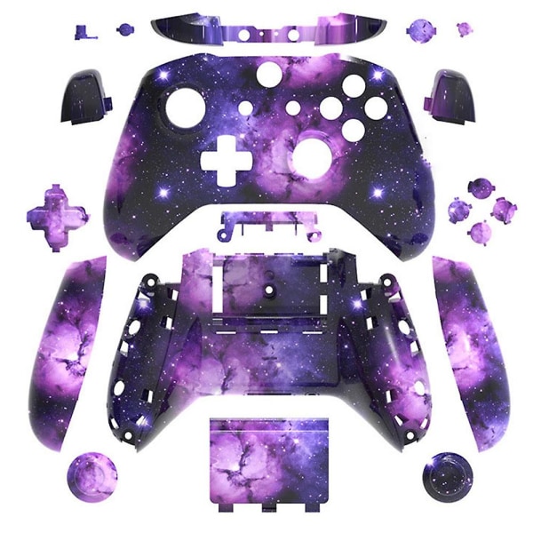 Komplett case Ersättningsdelar för Xbox One trådlös handkontroll Nyckelbyte (Purple Starry Sky)
