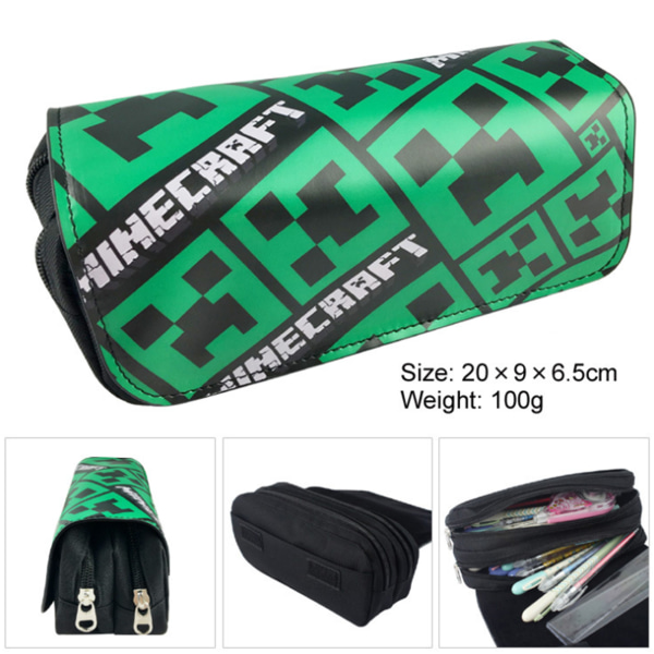 Minecraft Case arn Pojkar Flickor Canvas Dubbel Zip B