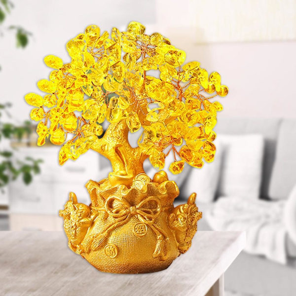 1/2/3 Crystal Money Tree Bonsai Style Feng Shui Ornament med Gold without Stand 1 Pc