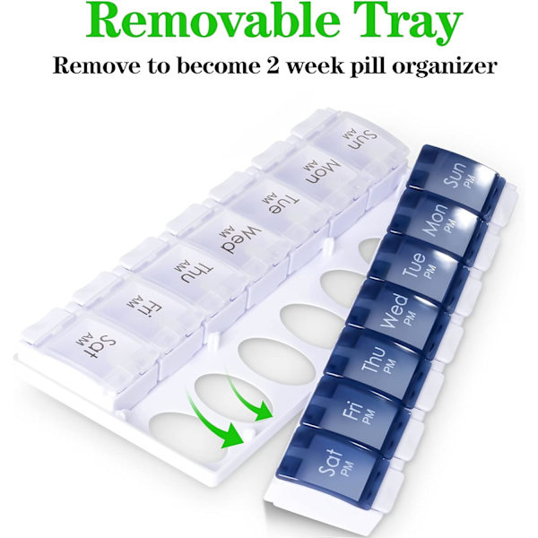 Am Pm Pill Organizer 7 päivää, 2 kertaa päivässä joka viikko Pill Blue & White