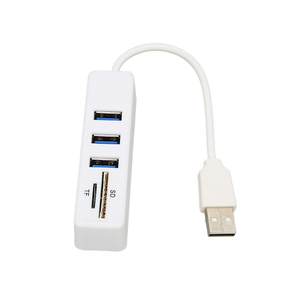 USB2.0 Hub Minneskortläsare Höghastighetsöverföring Plug and Play Enkel Åtkomst USB-Splitter Vit